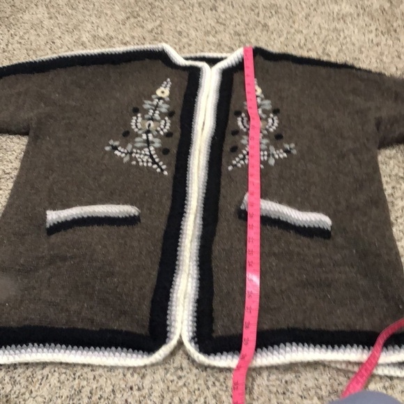 Vintage Cardigan Tunic Sweater Jacket Size 1X Gray Floral Knit - Picture 7 of 8